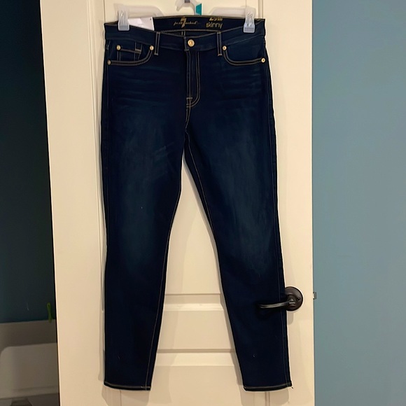 7 For All Mankind “The Ankle Skinny” skinny jeans, dark wash, NWT, Size 32 - Picture 3 of 8